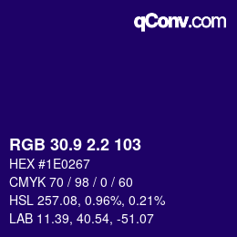 カラーコード: RGB 30.9 2.2 103 | qconv.com
