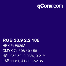 カラーコード: RGB 30.9 2.2 106 | qconv.com