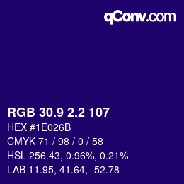 カラーコード: RGB 30.9 2.2 107 | qconv.com