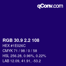 カラーコード: RGB 30.9 2.2 108 | qconv.com