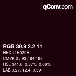 カラーコード: RGB 30.9 2.2 11 | qconv.com