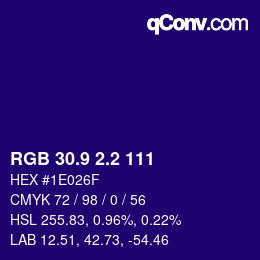 カラーコード: RGB 30.9 2.2 111 | qconv.com