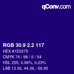 カラーコード: RGB 30.9 2.2 117 | qconv.com