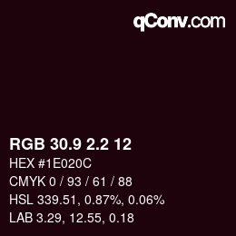 カラーコード: RGB 30.9 2.2 12 | qconv.com