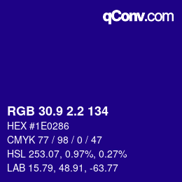 カラーコード: RGB 30.9 2.2 134 | qconv.com