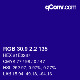 カラーコード: RGB 30.9 2.2 135 | qconv.com