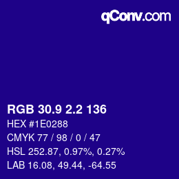 カラーコード: RGB 30.9 2.2 136 | qconv.com