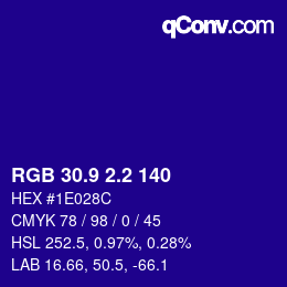 カラーコード: RGB 30.9 2.2 140 | qconv.com