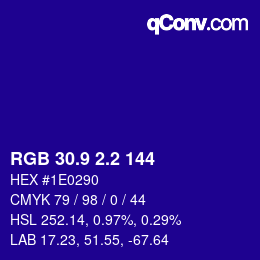 カラーコード: RGB 30.9 2.2 144 | qconv.com