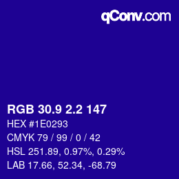 カラーコード: RGB 30.9 2.2 147 | qconv.com
