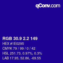 カラーコード: RGB 30.9 2.2 149 | qconv.com