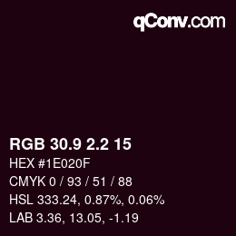 Color code: RGB 30.9 2.2 15 | qconv.com