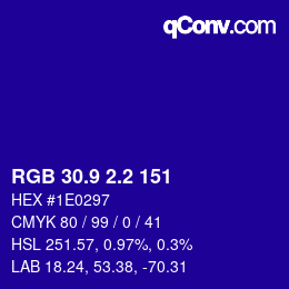 カラーコード: RGB 30.9 2.2 151 | qconv.com