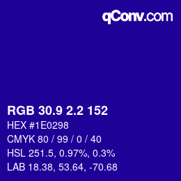カラーコード: RGB 30.9 2.2 152 | qconv.com