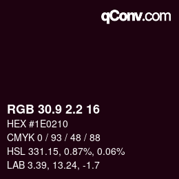 Color code: RGB 30.9 2.2 16 | qconv.com