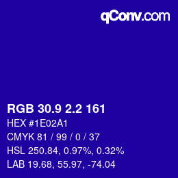 カラーコード: RGB 30.9 2.2 161 | qconv.com