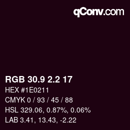 カラーコード: RGB 30.9 2.2 17 | qconv.com