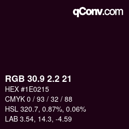 カラーコード: RGB 30.9 2.2 21 | qconv.com