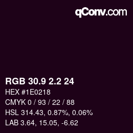 カラーコード: RGB 30.9 2.2 24 | qconv.com