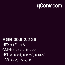 カラーコード: RGB 30.9 2.2 26 | qconv.com