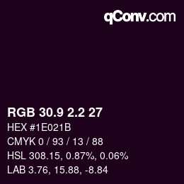 カラーコード: RGB 30.9 2.2 27 | qconv.com