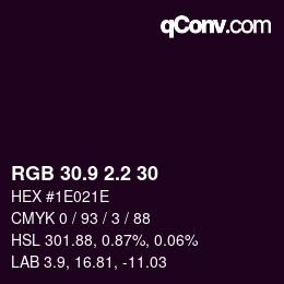 カラーコード: RGB 30.9 2.2 30 | qconv.com