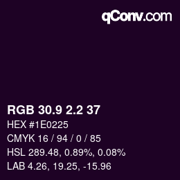 Farbcode: RGB 30.9 2.2 37 | qconv.com