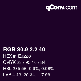 カラーコード: RGB 30.9 2.2 40 | qconv.com