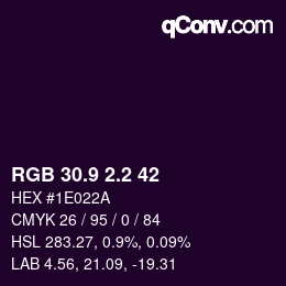 Color code: RGB 30.9 2.2 42 | qconv.com