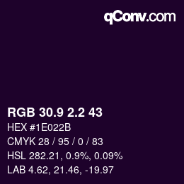 カラーコード: RGB 30.9 2.2 43 | qconv.com