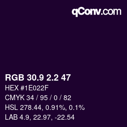 カラーコード: RGB 30.9 2.2 47 | qconv.com