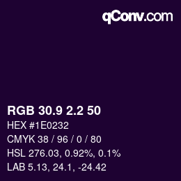 カラーコード: RGB 30.9 2.2 50 | qconv.com