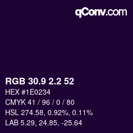 カラーコード: RGB 30.9 2.2 52 | qconv.com