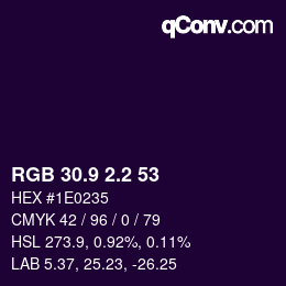 カラーコード: RGB 30.9 2.2 53 | qconv.com