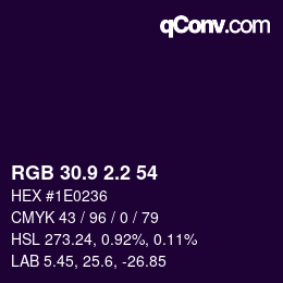 カラーコード: RGB 30.9 2.2 54 | qconv.com
