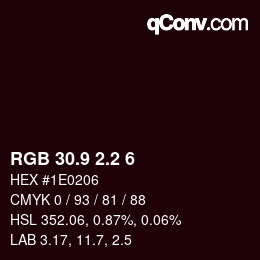 カラーコード: RGB 30.9 2.2 6 | qconv.com