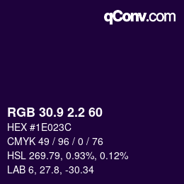 カラーコード: RGB 30.9 2.2 60 | qconv.com