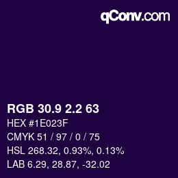 カラーコード: RGB 30.9 2.2 63 | qconv.com