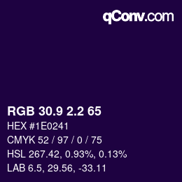 カラーコード: RGB 30.9 2.2 65 | qconv.com