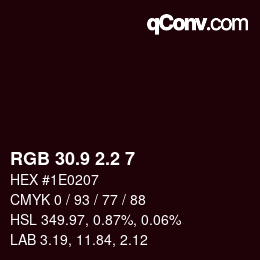 Color code: RGB 30.9 2.2 7 | qconv.com