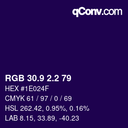 カラーコード: RGB 30.9 2.2 79 | qconv.com