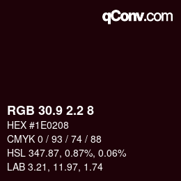 カラーコード: RGB 30.9 2.2 8 | qconv.com