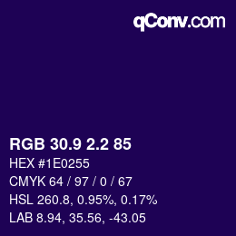 カラーコード: RGB 30.9 2.2 85 | qconv.com