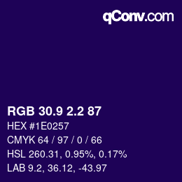 カラーコード: RGB 30.9 2.2 87 | qconv.com