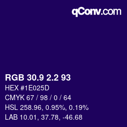 カラーコード: RGB 30.9 2.2 93 | qconv.com