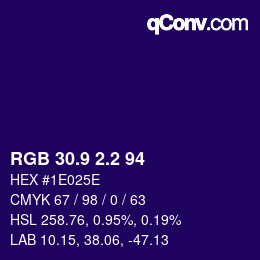 カラーコード: RGB 30.9 2.2 94 | qconv.com