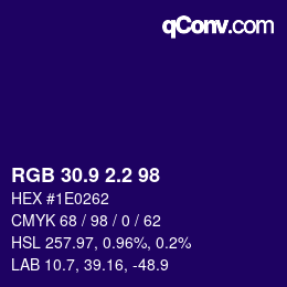 カラーコード: RGB 30.9 2.2 98 | qconv.com