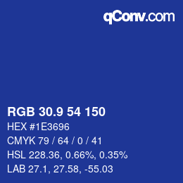 カラーコード: RGB 30.9 54 150 | qconv.com