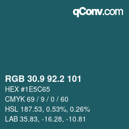 カラーコード: RGB 30.9 92.2 101 | qconv.com