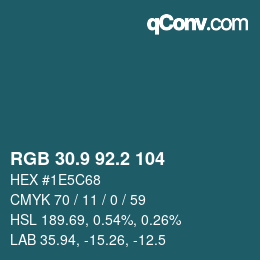 Color code: RGB 30.9 92.2 104 | qconv.com
